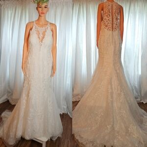 Maggie Sottero Liberty Fit and Flare Ivory Sequined Lace Wedding Dress